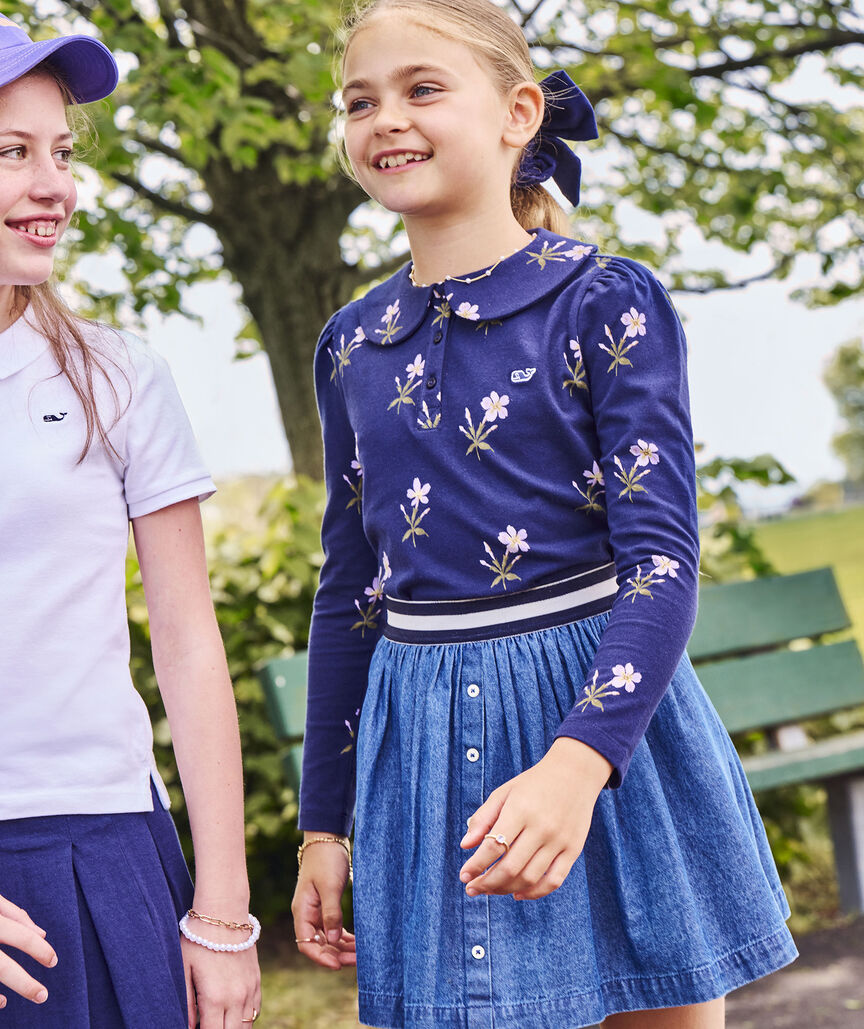 Girls' Chambray Button-Front Skirt