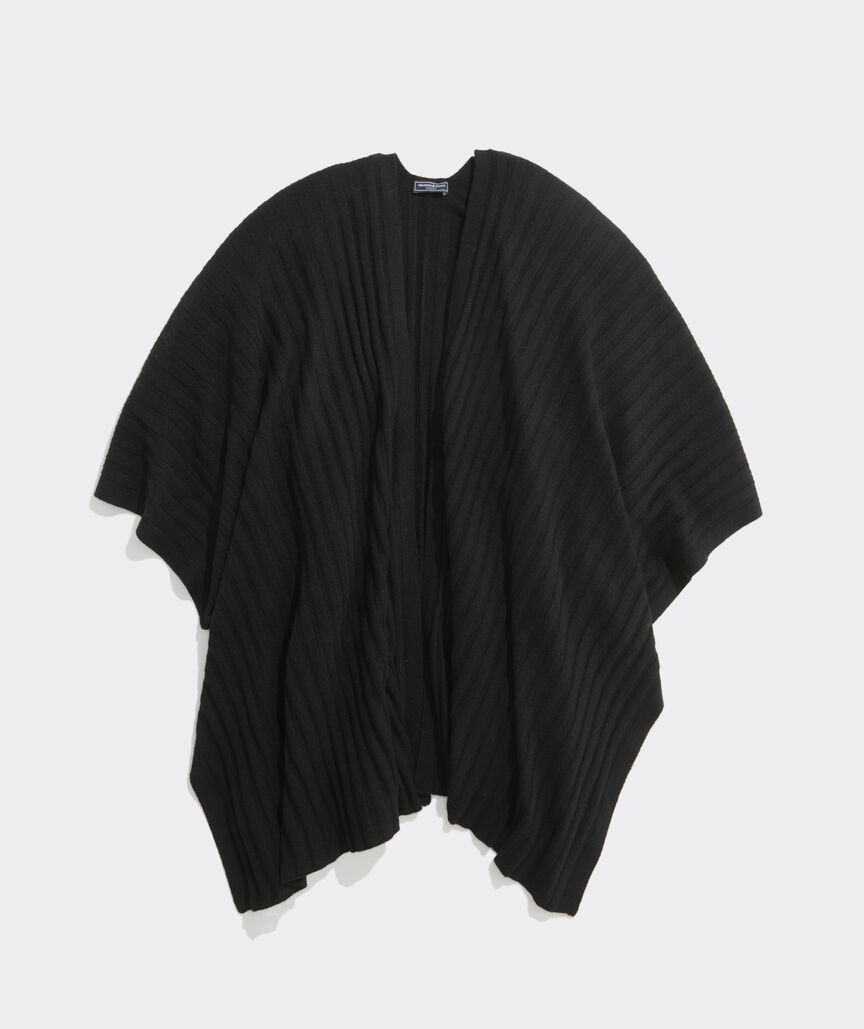 Ribbed Cashmere Wrap Poncho Sweater