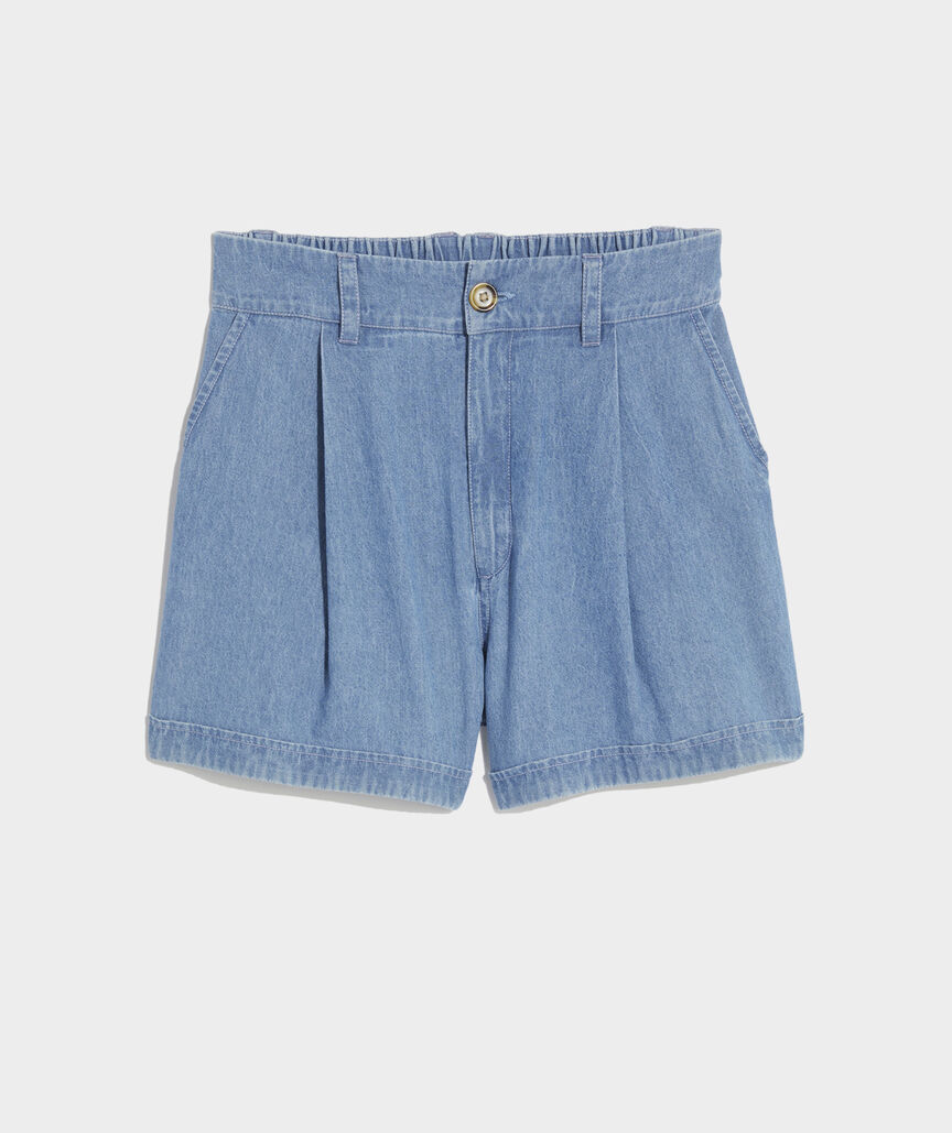 Chambray Pleated Shorts