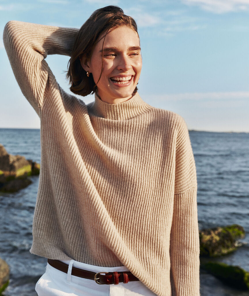 Seaspun Cashmere Ribbed Mockneck Sweater