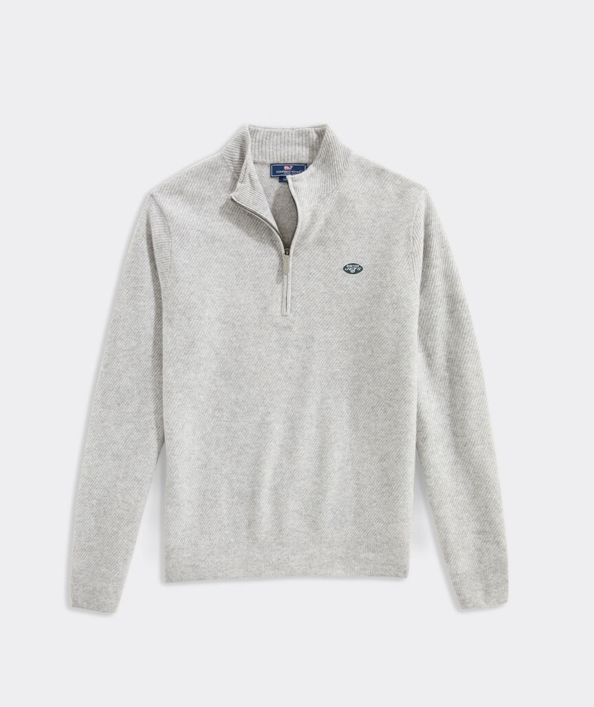 Shop Mens Cat Cay Cashmere Quarter-Zip Sweater - New York Jets at vineyard  vines