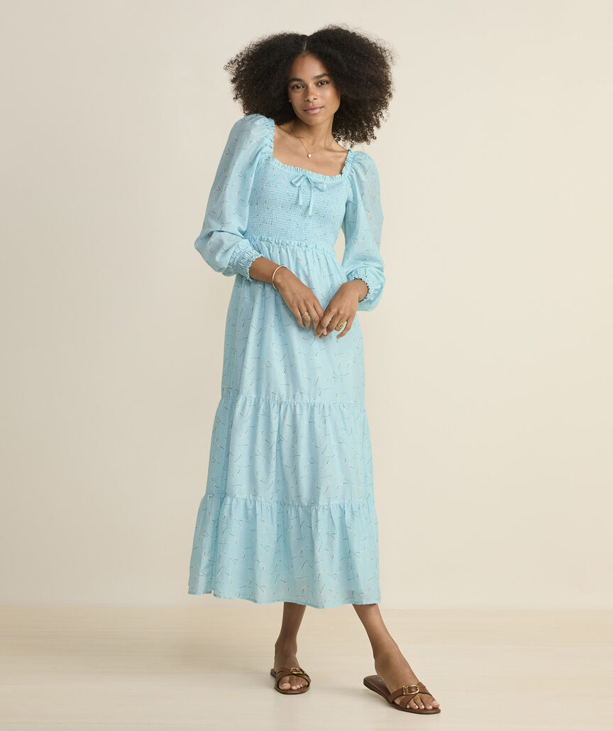 Tiered Smocked Long Sleeve Dress