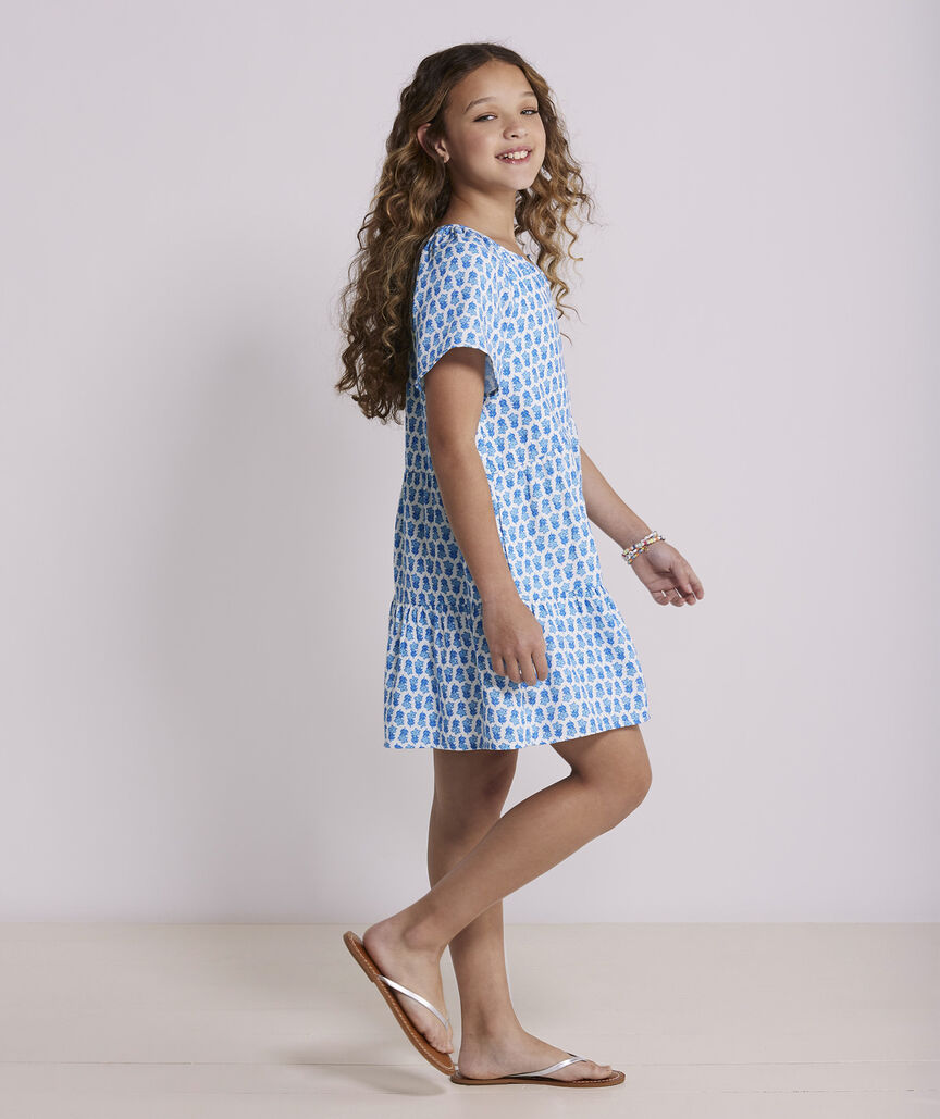 Shop Girls Printed Seastitch Double Gauze Dress At Vineyard Vines 