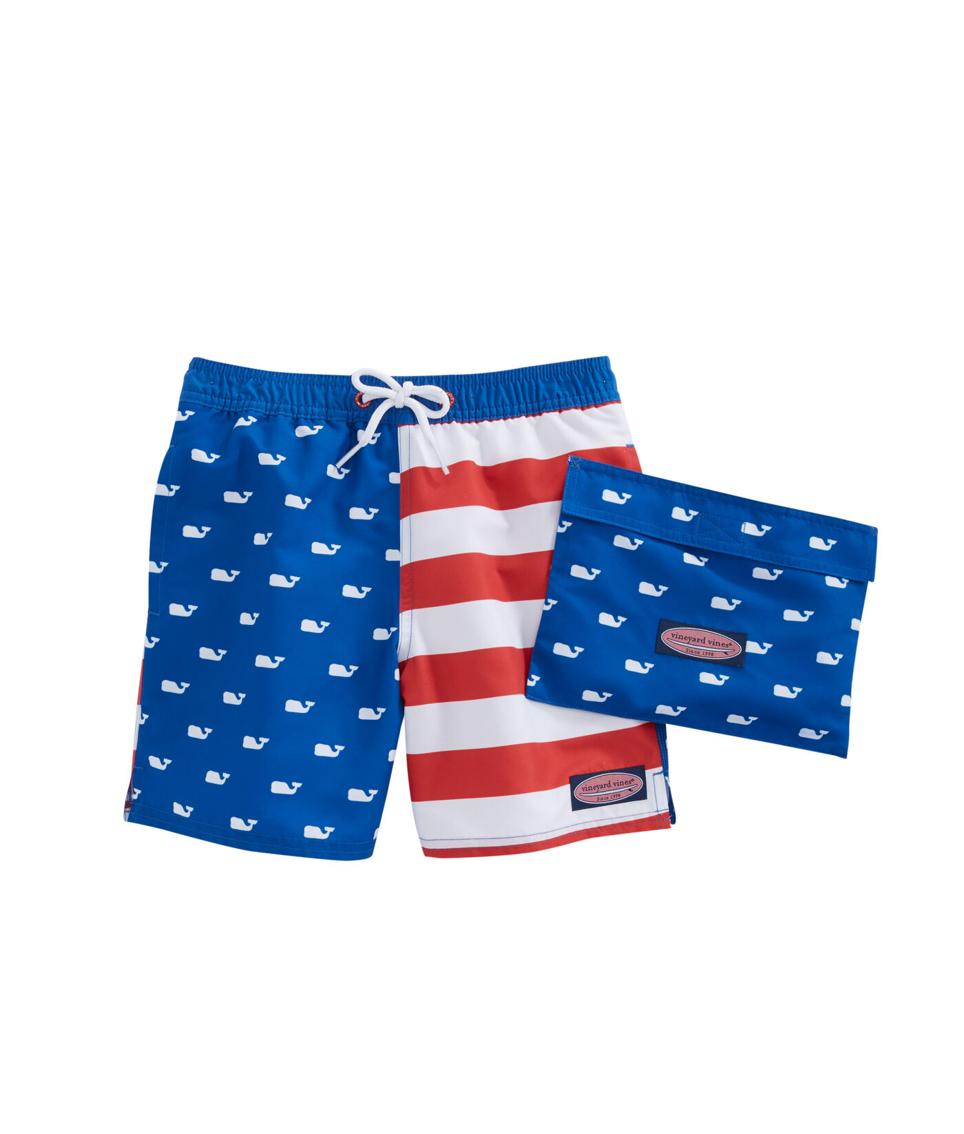Vineyard vines american flag swim trunks top