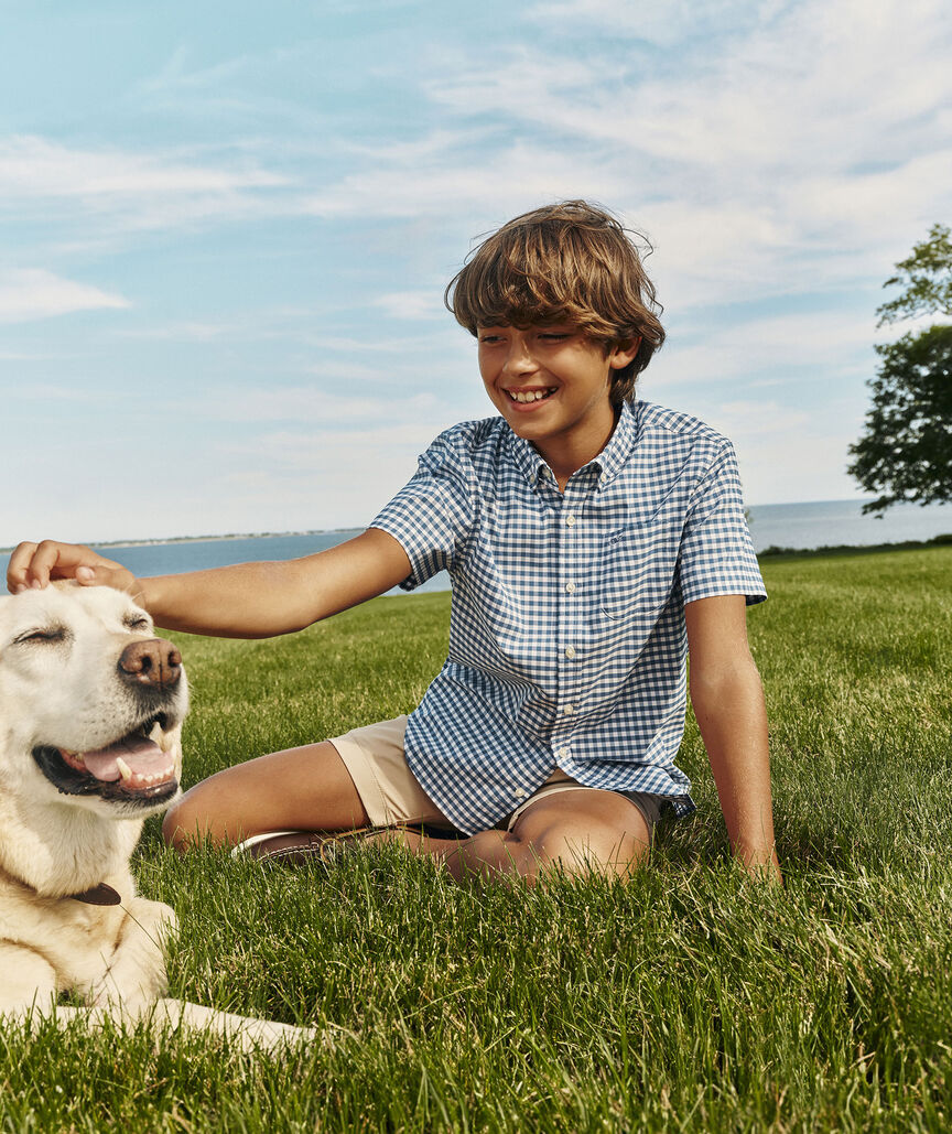 Boys' On-The-Go brrrº Short-Sleeve Gingham Shirt