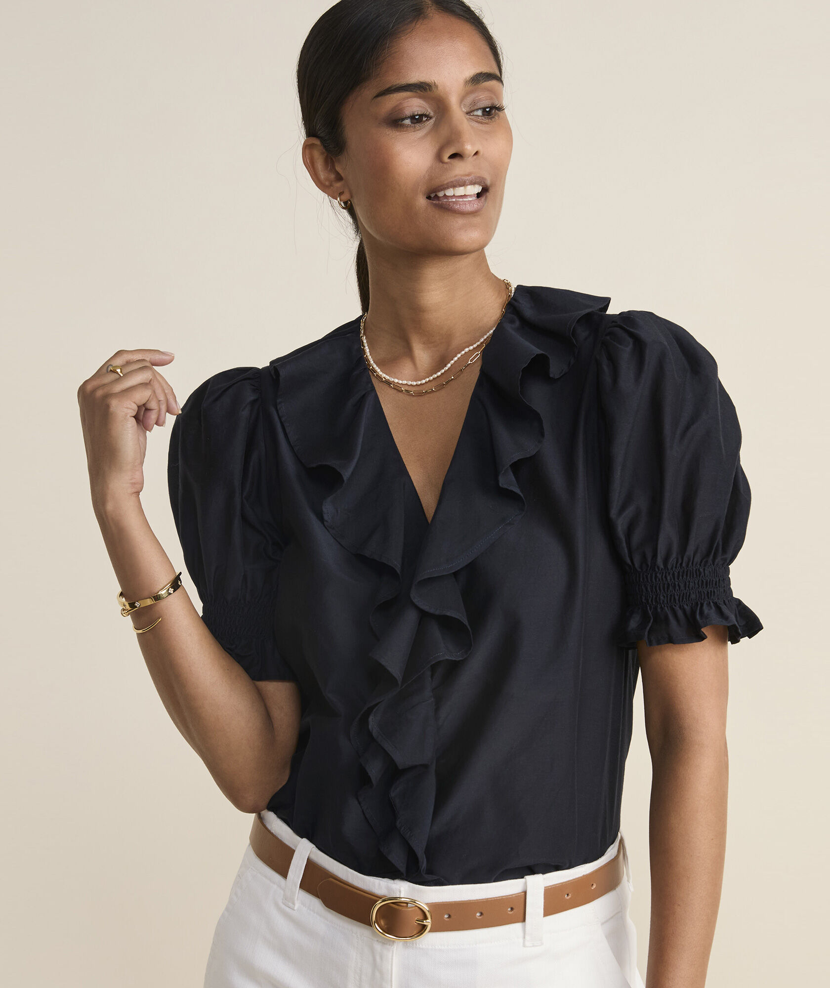 Ruffle-Neck Blouse