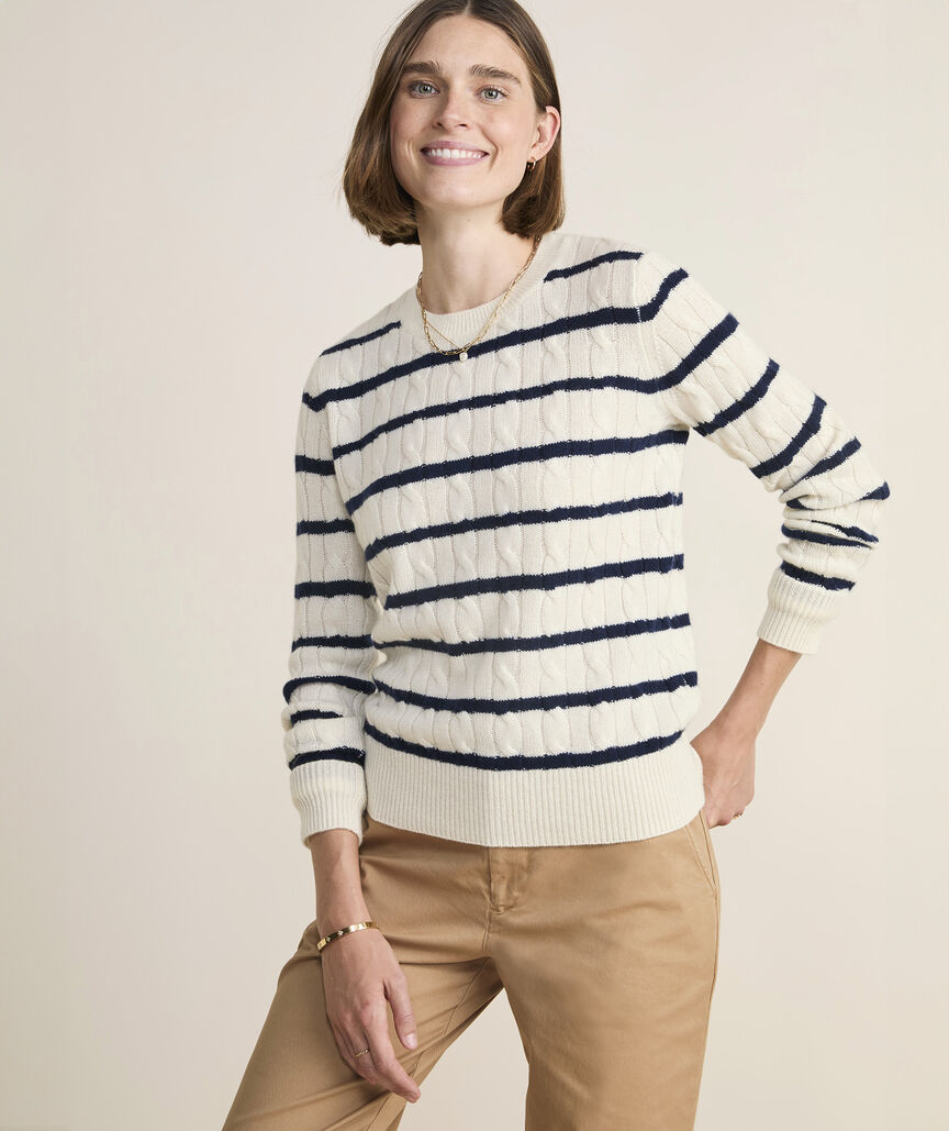 Cashmere Classic Cable Crewneck Sweater