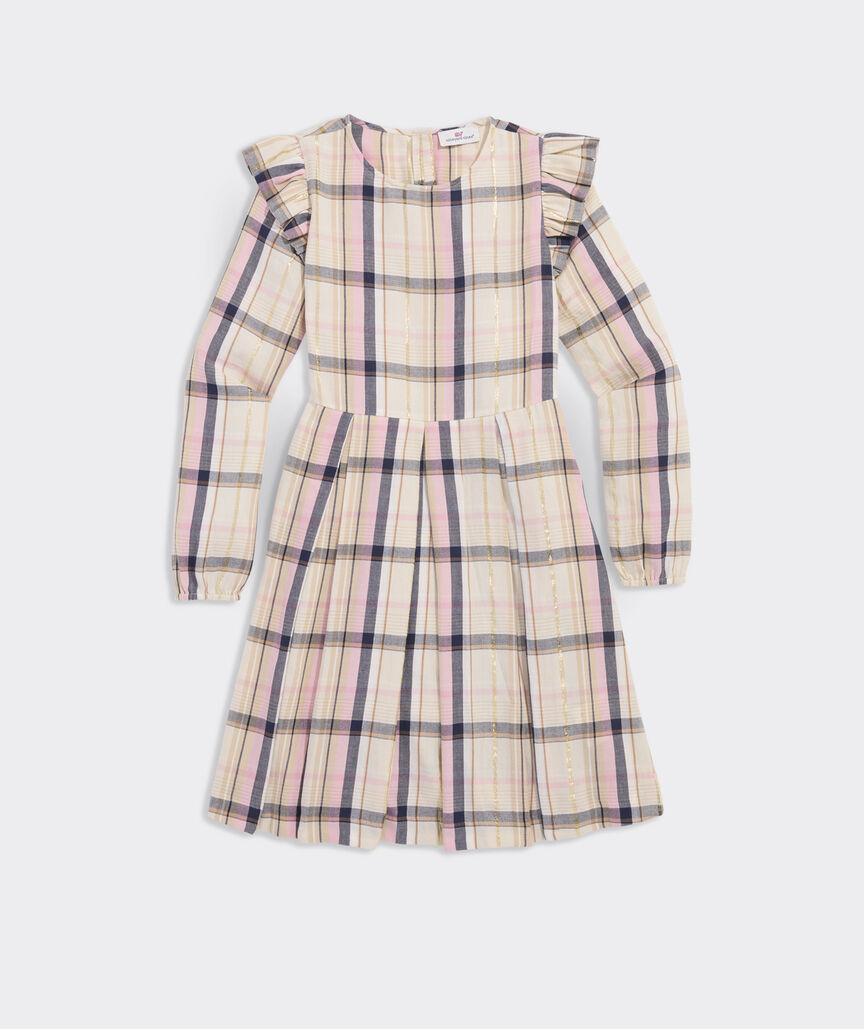 Girls' Pleated Flannel Dress