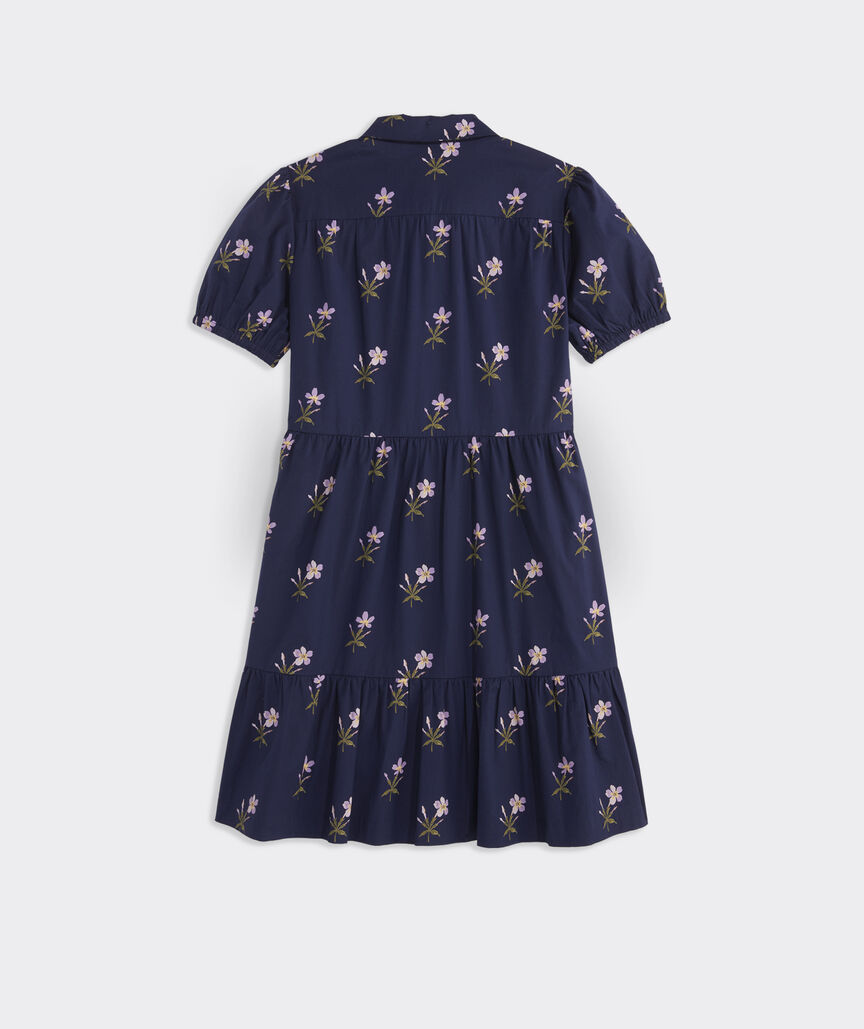 Girls' Tiered Poplin Shirtdress