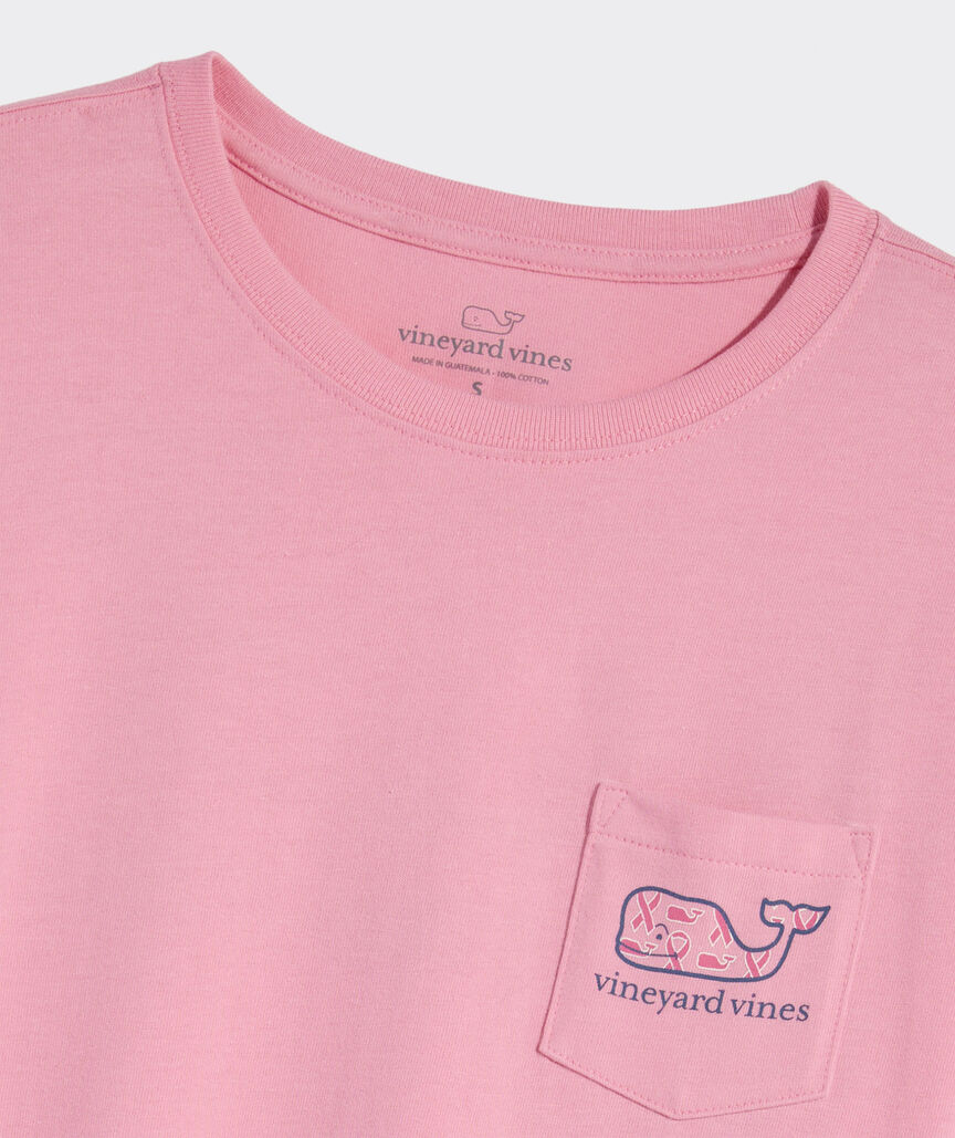 Breast Cancer Awareness Ribbon Whale Long-Sleeve Pocket Tee