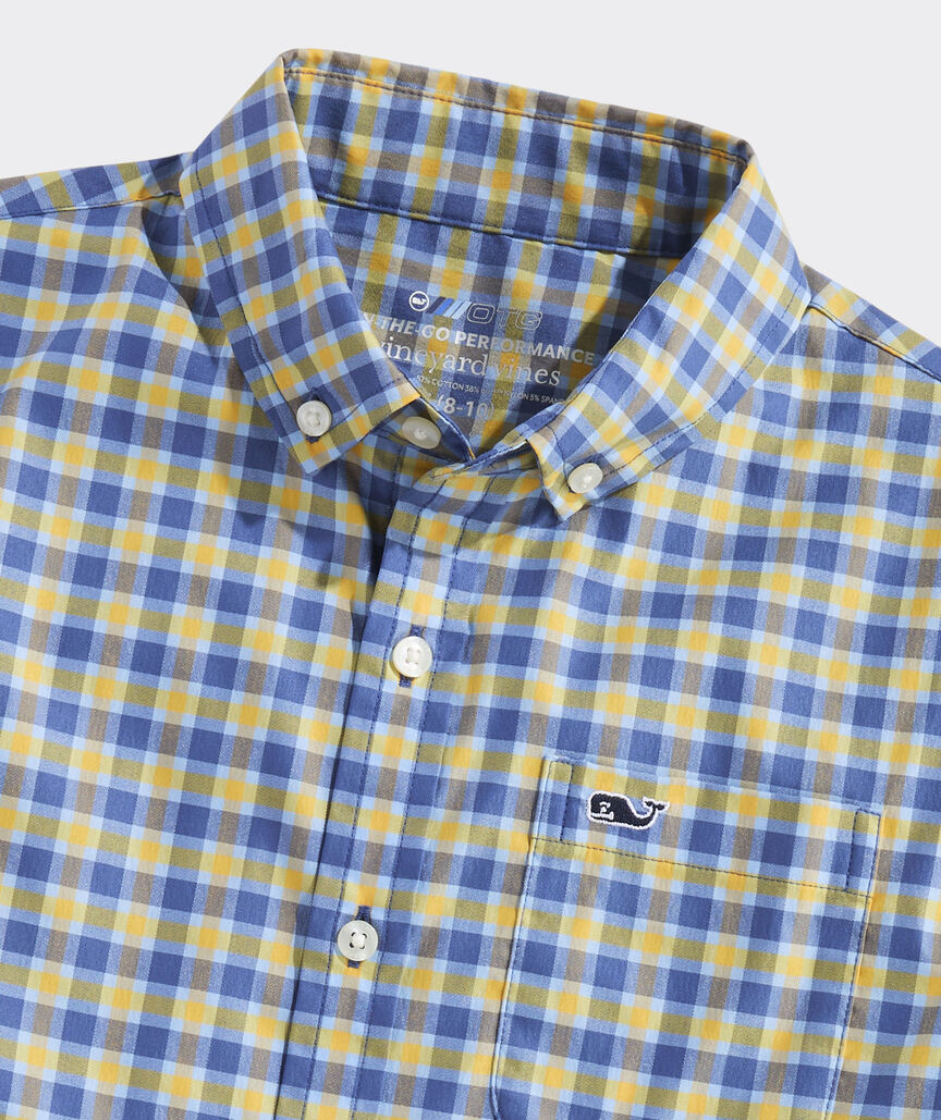 Boys' On-The-Go brrrº Short-Sleeve Gingham Shirt