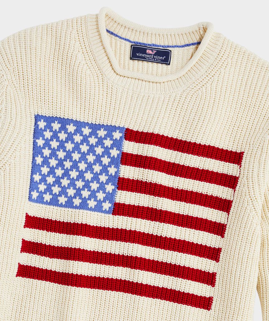 American Flag Cotton Rollneck Sweater