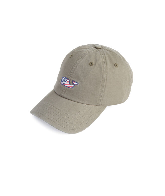 Vineyard Vines USA Flag Whale Logo Cloth Strap Baseball Cap Hat