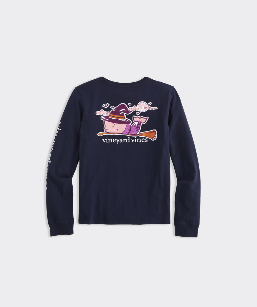 Girls' Glitter Witch Whale Long-Sleeve Pocket Tee