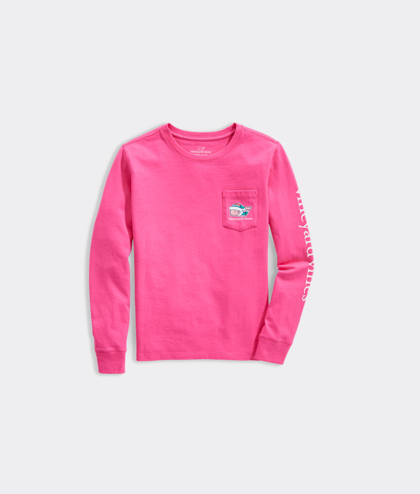  vineyard vines Girls' Elf Whale Long-Sleeve Pocket Tee