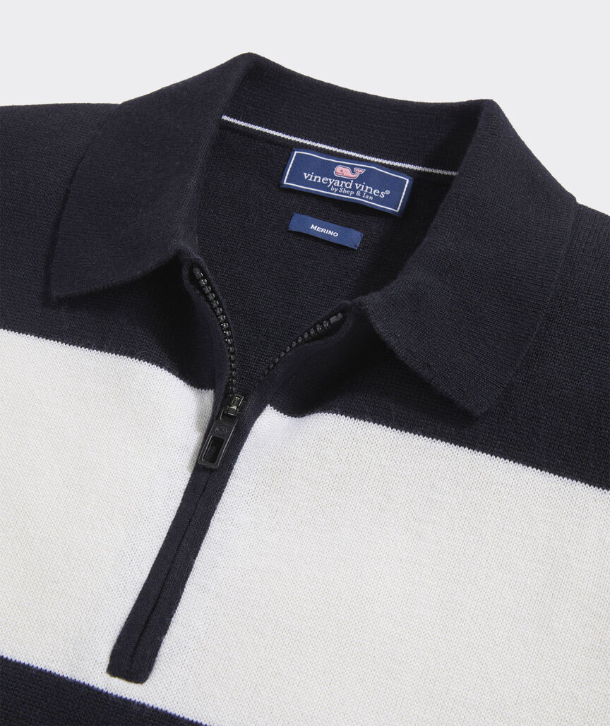 Merino Wool Long-Sleeve Zip Polo