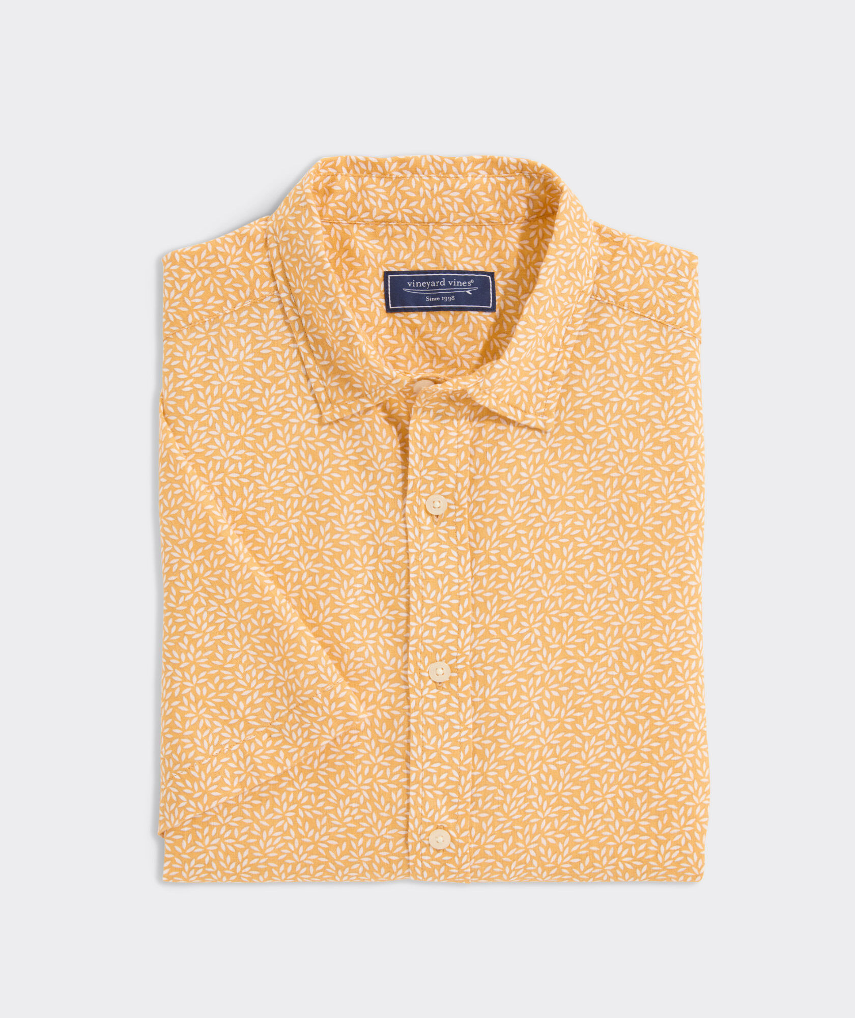 Linen Short-Sleeve Micro Leaf Shirt