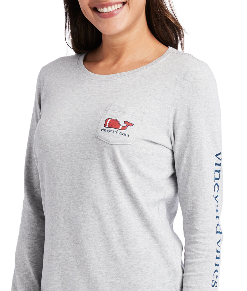 Vineyard Vines Red Football Whale Long Sleeve Shirt M… - Gem