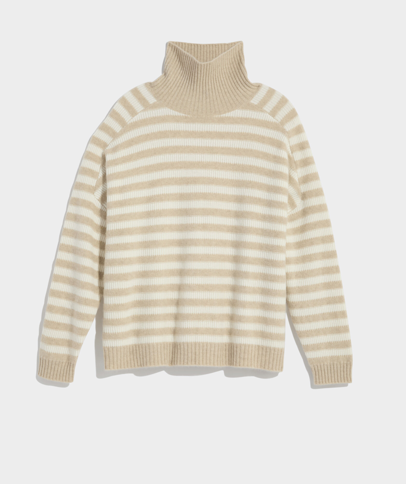 Cashmere Relaxed Texture Stripe Turtle Neck Sweater