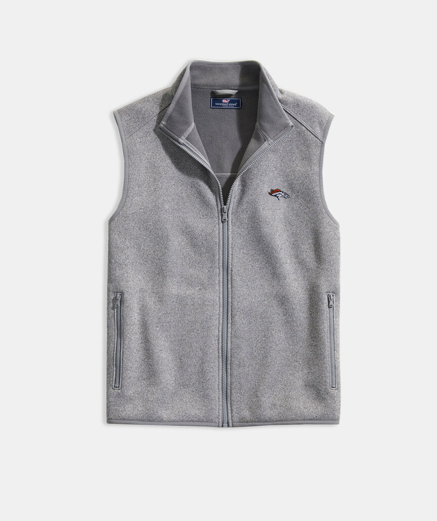 Shop Mens Mountain Sweater Fleece Vest - Denver Broncos at vineyard vines