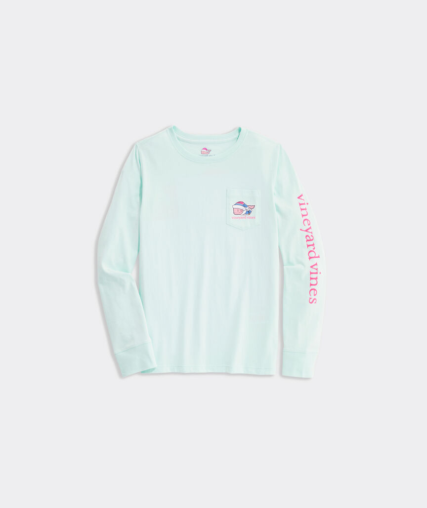  vineyard vines Girls' Elf Whale Long-Sleeve Pocket Tee