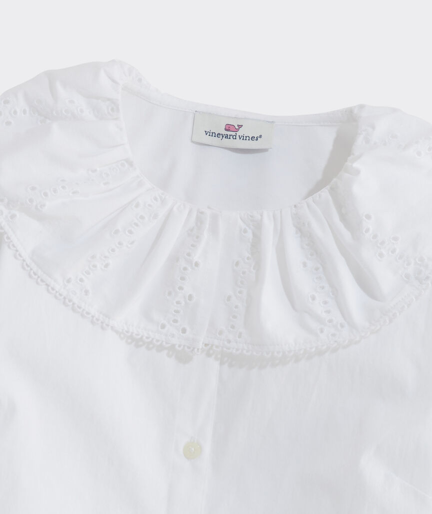 Girls' Ruffle Neck Poplin Shirt