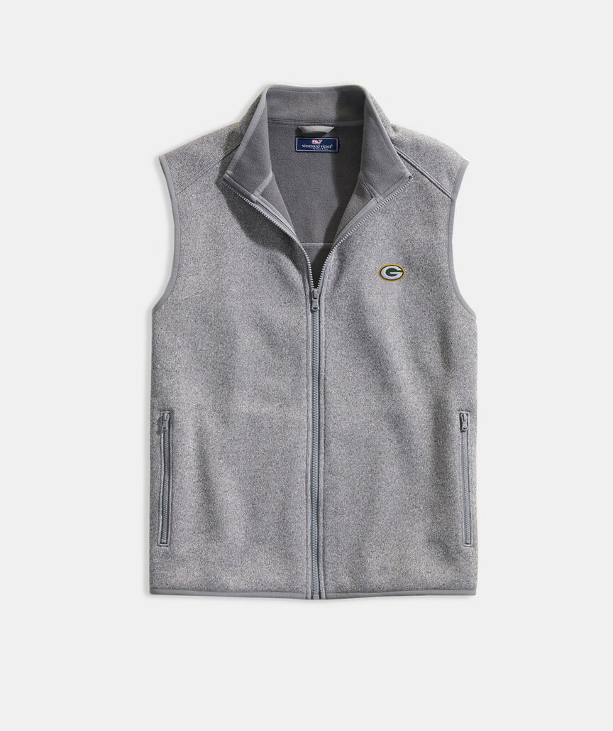 Shop Green Bay Packers Mountain Sweater Fleece Vest at vineyard vines