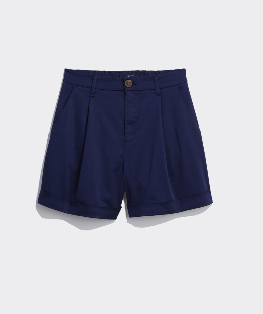 Pleated Sateen Shorts