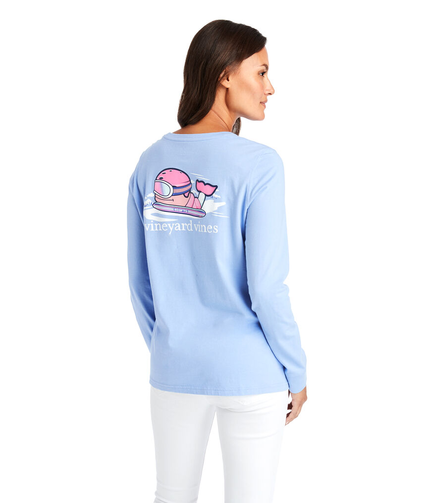 Vineyard Vines Long Sleeve Tee Whale Logo Blue T Shirt Womens XS