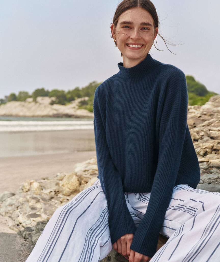 Seaspun Cashmere Ribbed Mockneck Sweater