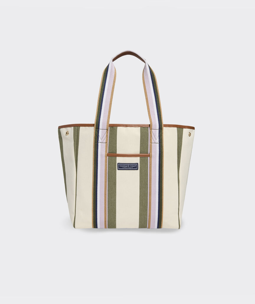 Striped Snap Tote