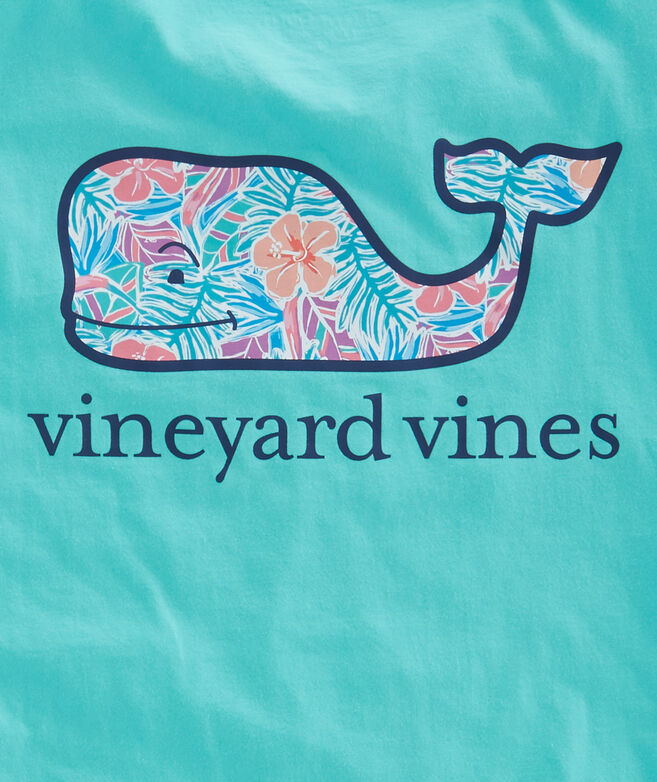 Vineyard Vines: Blue Whale Shirt With Hibiscus Flowers. Size: M (10-12)