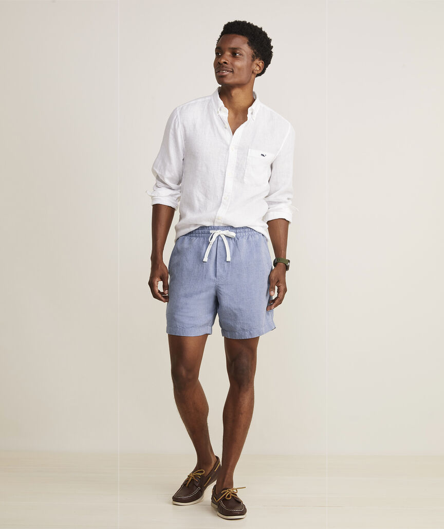 7 Inch Pull-On Linen Chambray Shorts