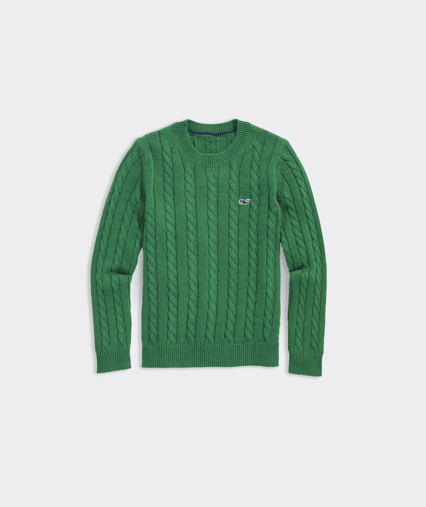Boys Cotton Cashmere Cable Crewneck Sweater
