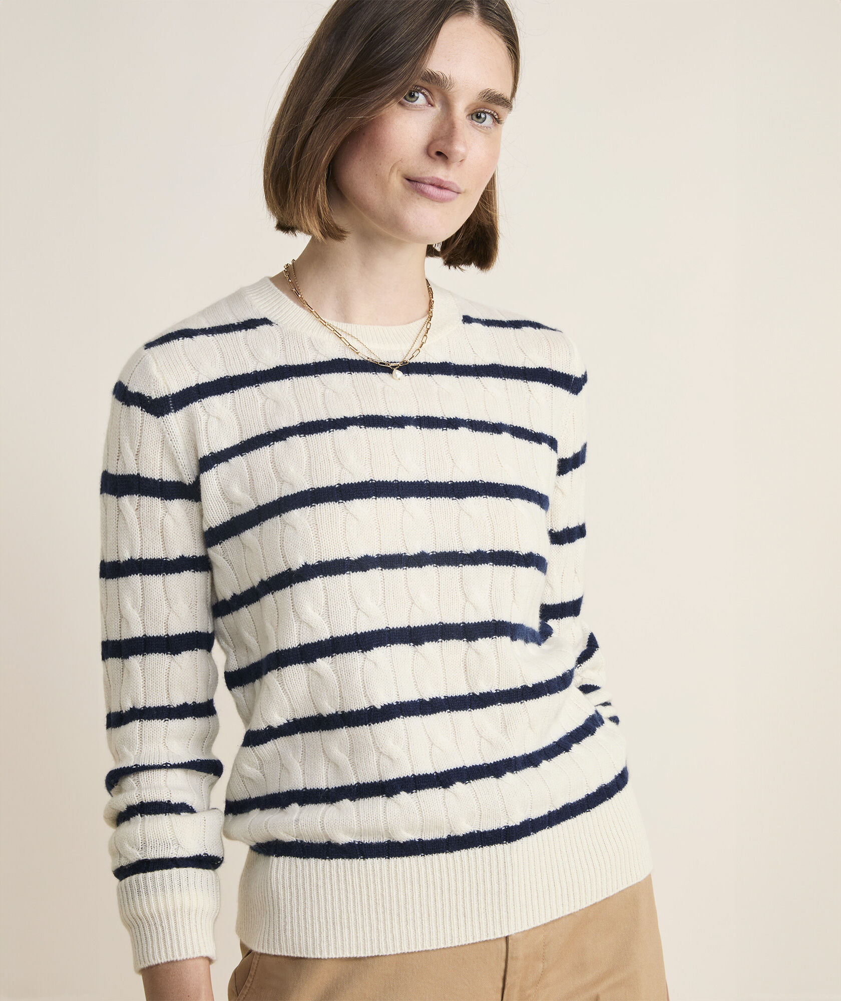 Cashmere Classic Cable Crewneck Sweater