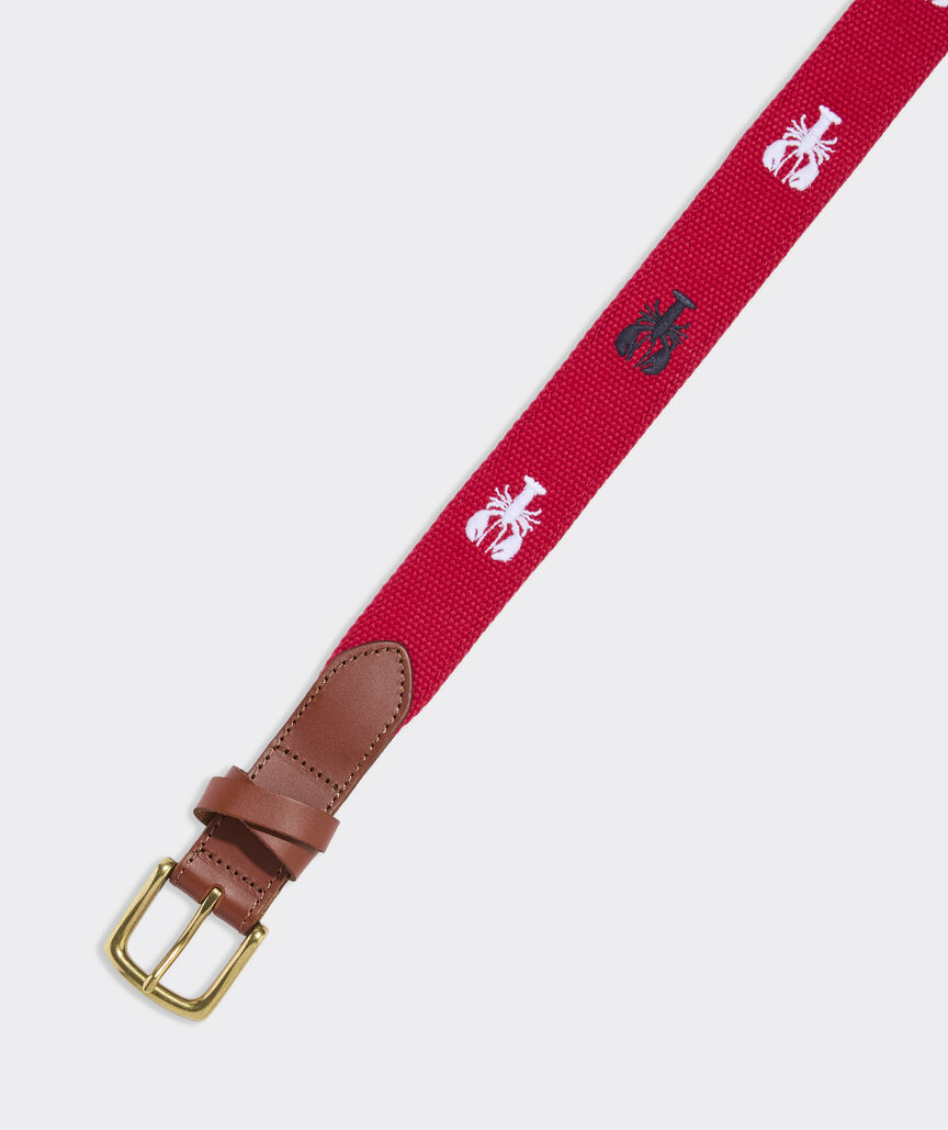 Lobster Embroidered Canvas Club Belt