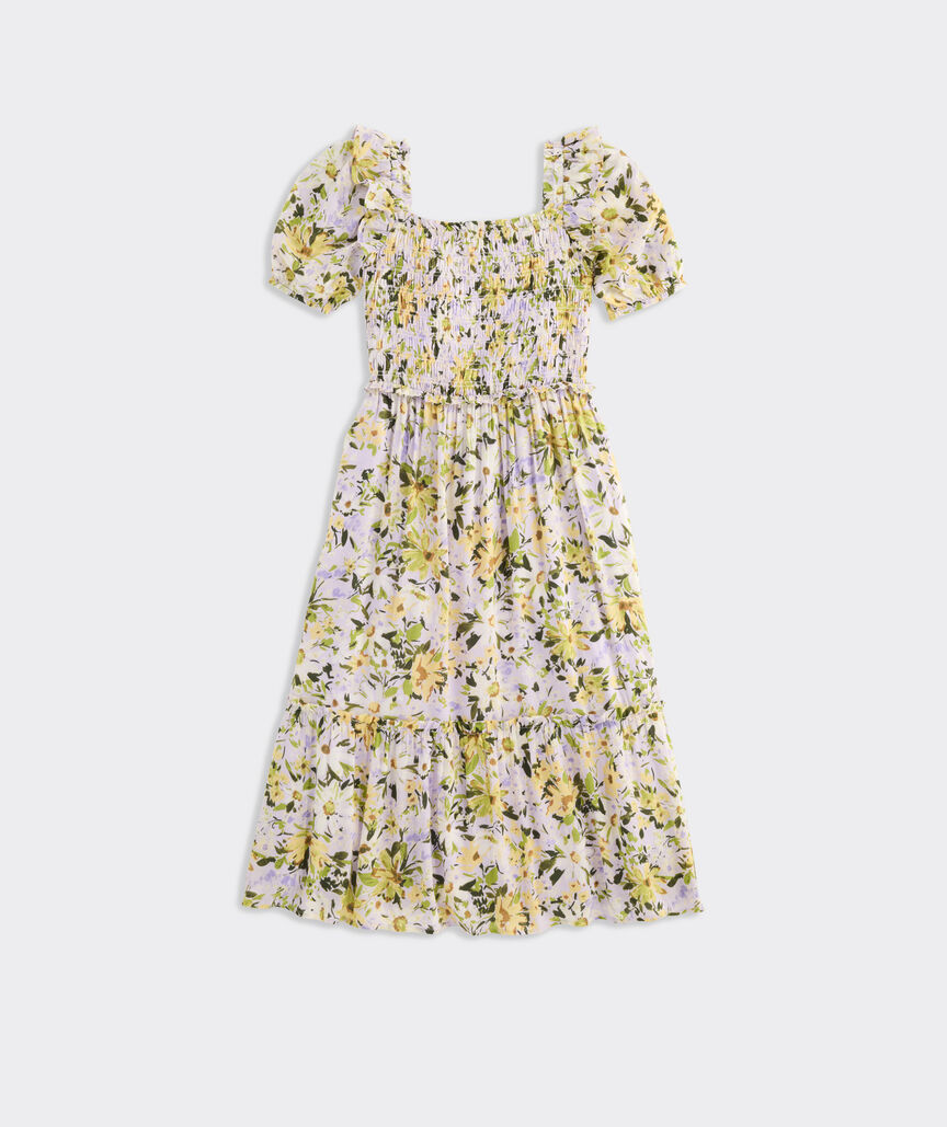 Girls' Smocked-Waist Midi Dress