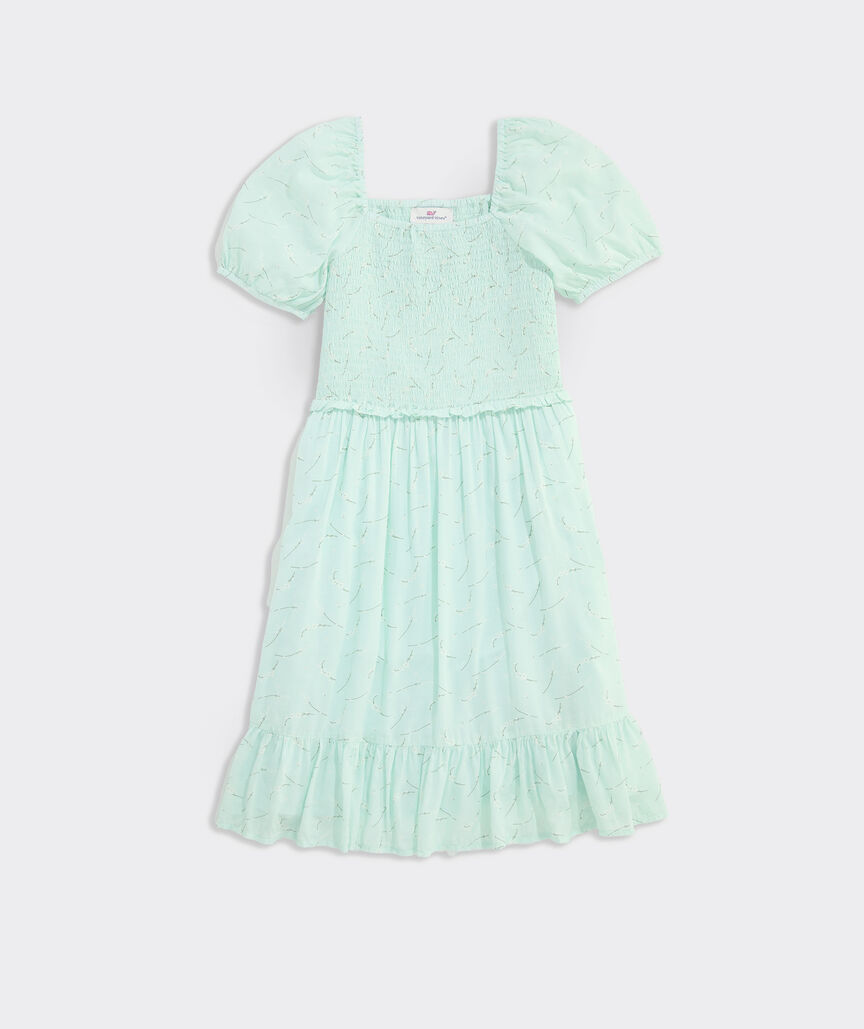 Girls' Smocked Puff-Sleeve Dress