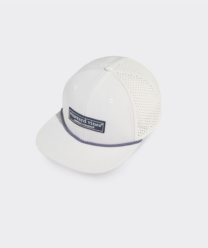 Logo Box Perforated Flat Brim Trucker Hat