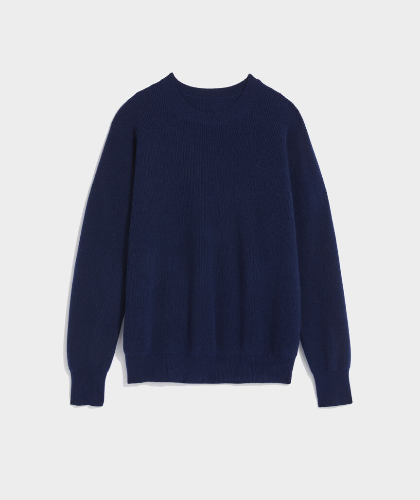 Shop Oversized Ribbed Luxe Crewneck Sweater at vineyard vines