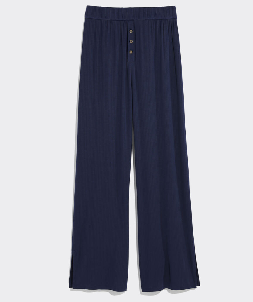 Slinky Ribbed Knit Wide Leg Pajama Pants