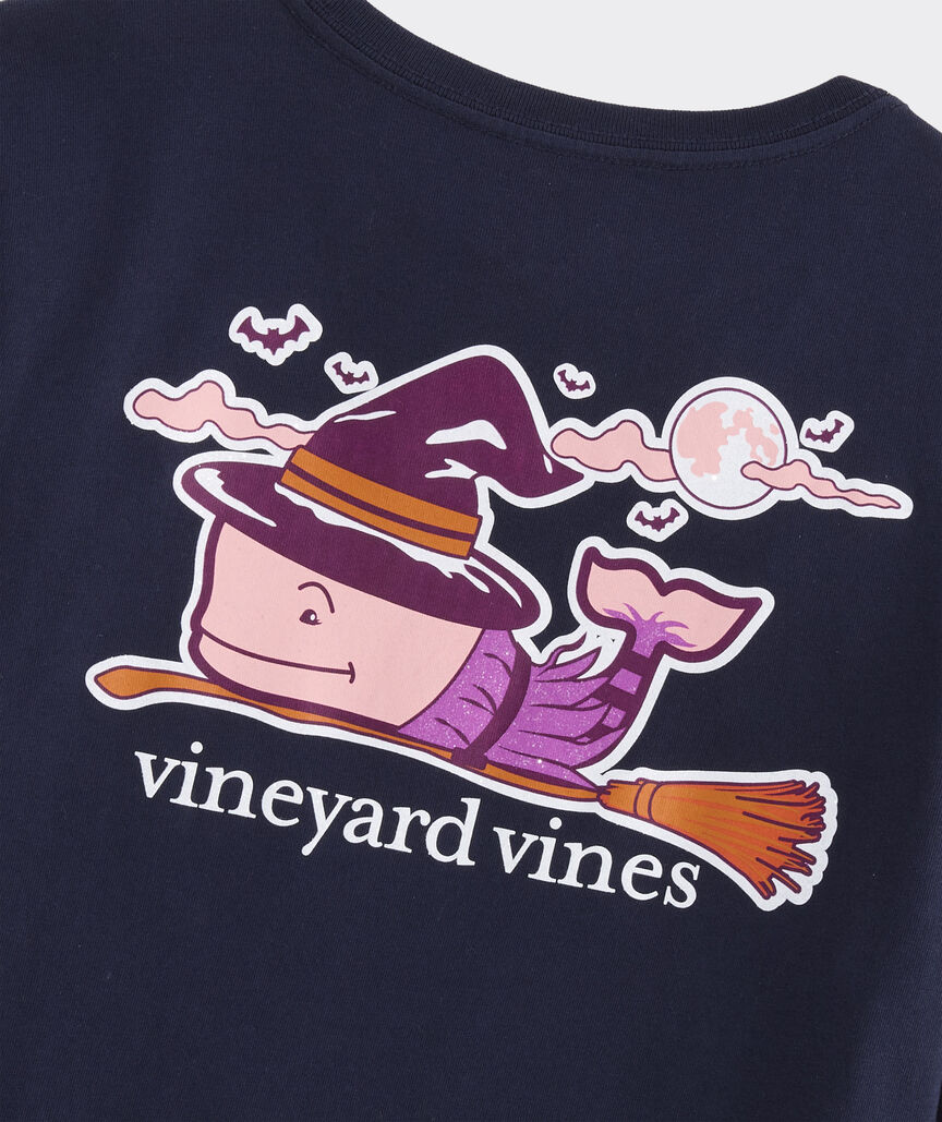 Girls' Glitter Witch Whale Long-Sleeve Pocket Tee