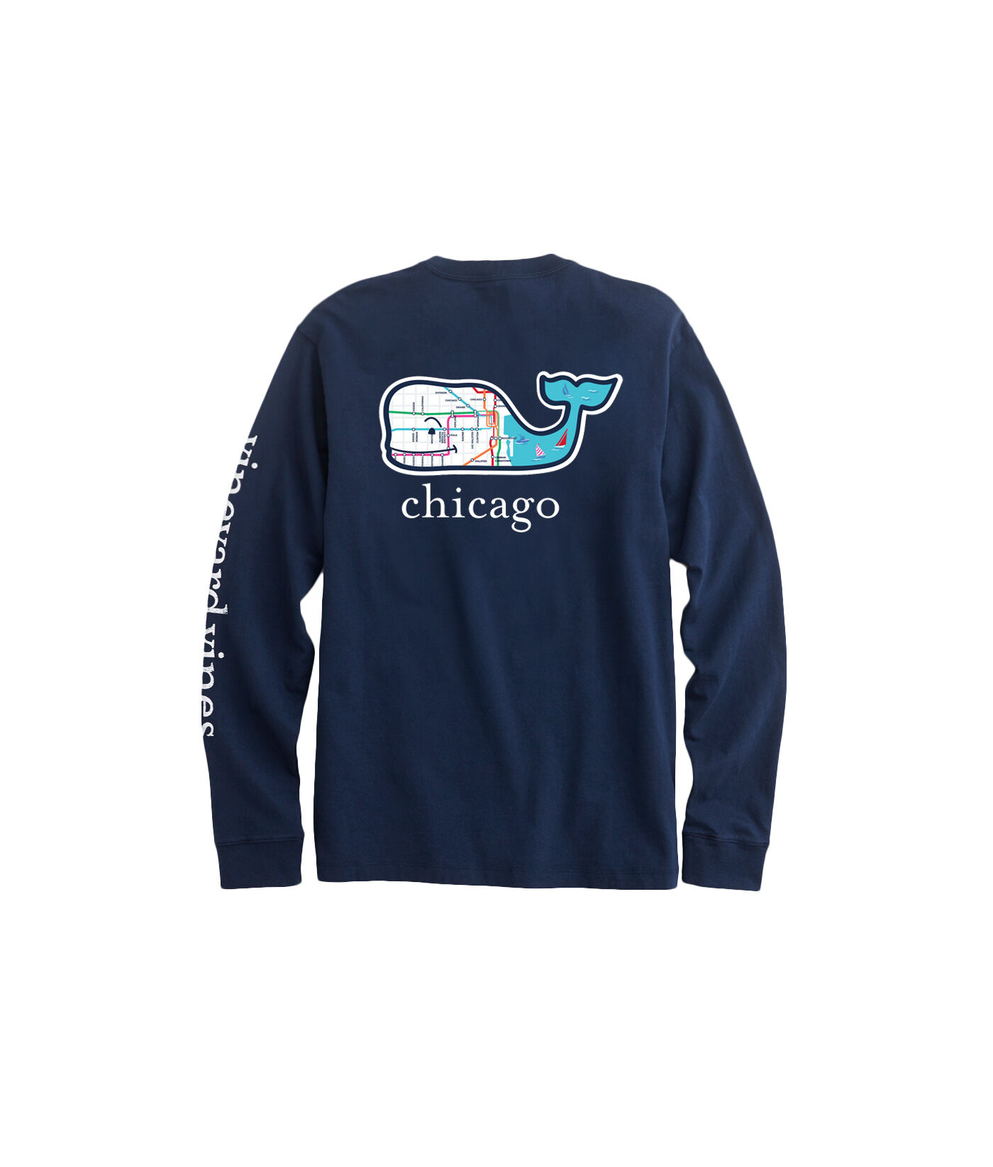 Vineyard Vines Flag Whale CC Prep Long Sleeve Tee Shirt in Blue Blazer M / Blue
