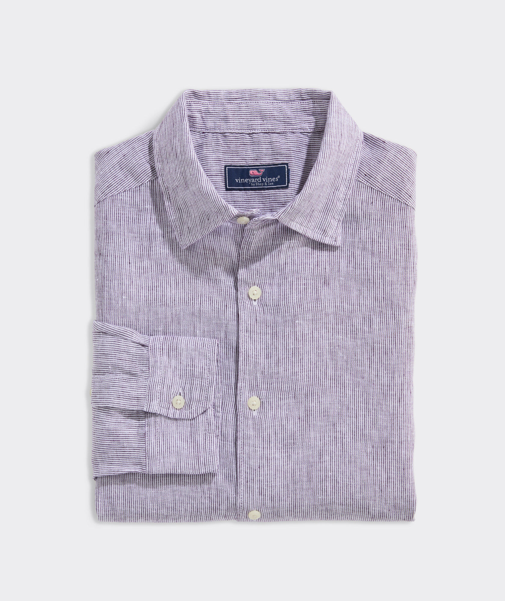 Linen Stripe Spread Collar Shirt