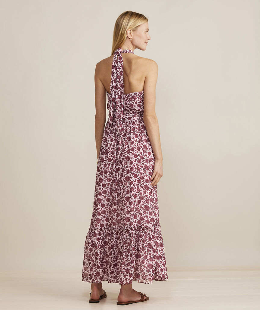 Shop Ivy League Floral Halter Tie-Waist Maxi Dress</p> at vineyard vines