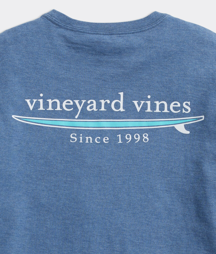 Vineyard Vines Heathered Usa Surf Logo Pocket Tee