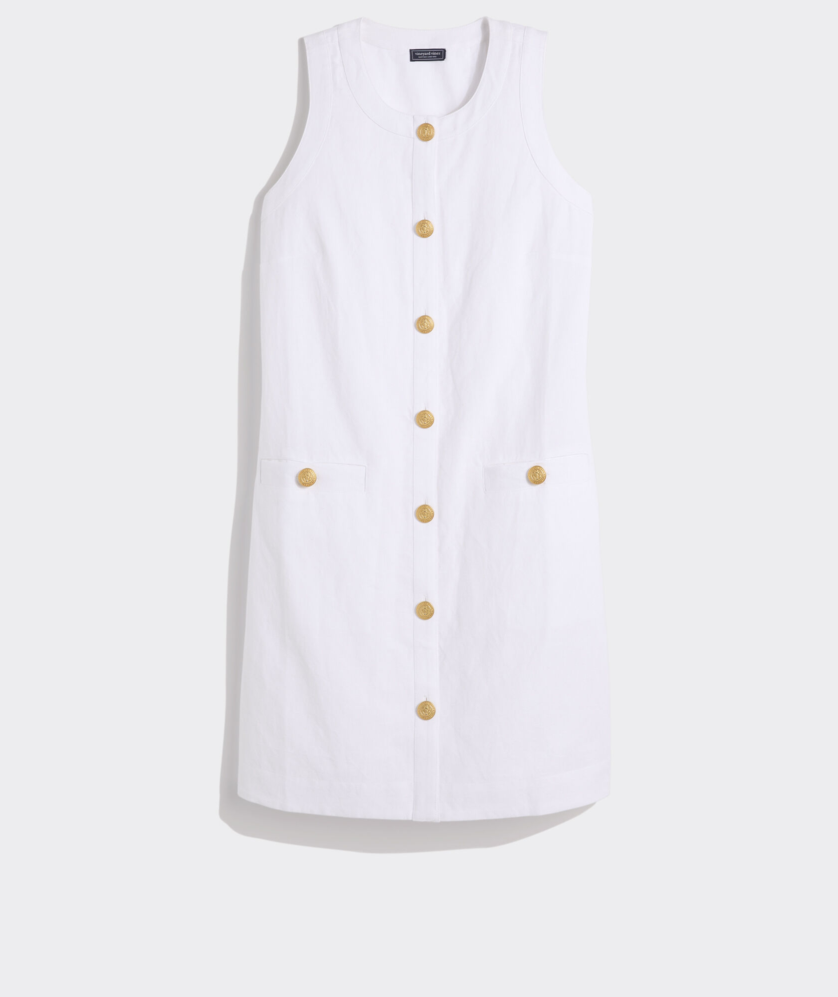 Linen Button-Front Shift Dress
