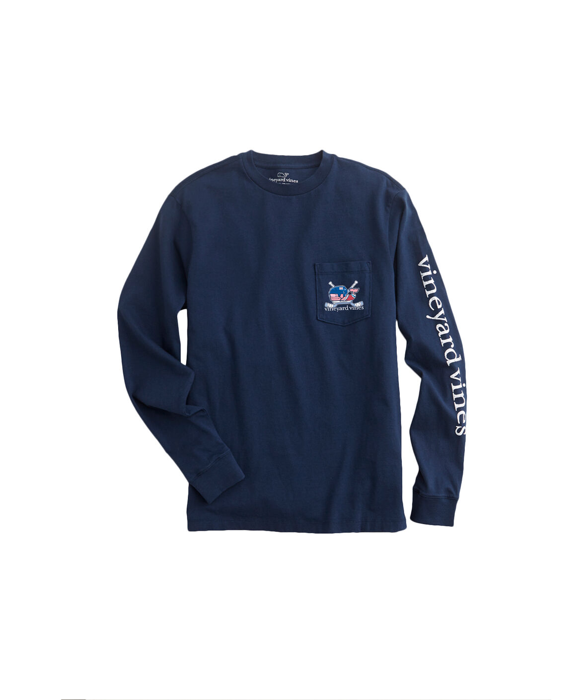 Vineyard Vines Men's Hockey Sticks Whale Long Sleeve Blue T Shirt  Medium NWT