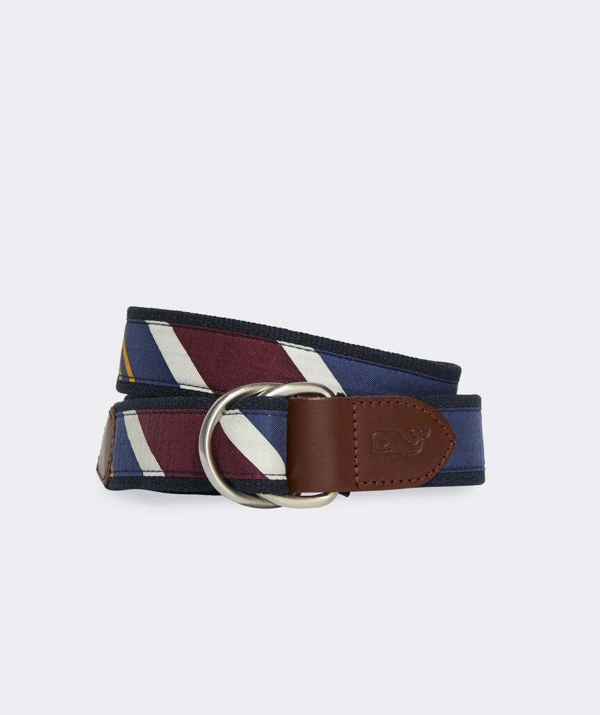 Varsity Stripe Silk Trim D-Ring Belt