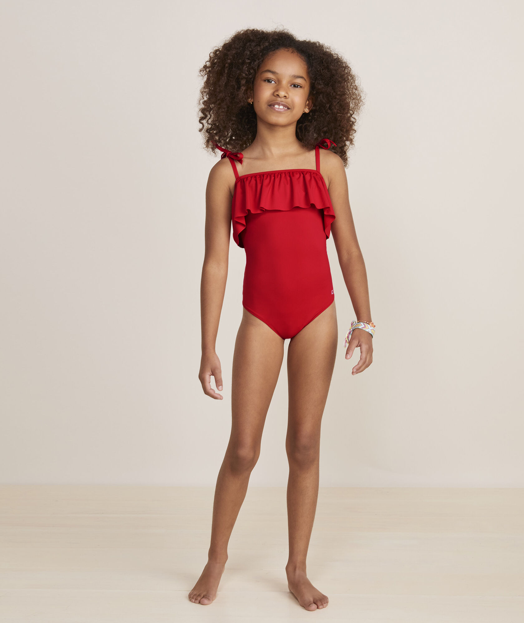 Girls Ruffle High Neck One-Piece